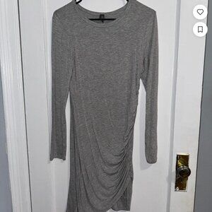 Grey Women's Dress with Side Rouching